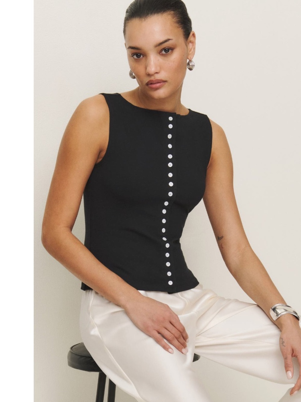 Reformation Julie Knit Button-Up Top, NEW - Picture 2 of 11